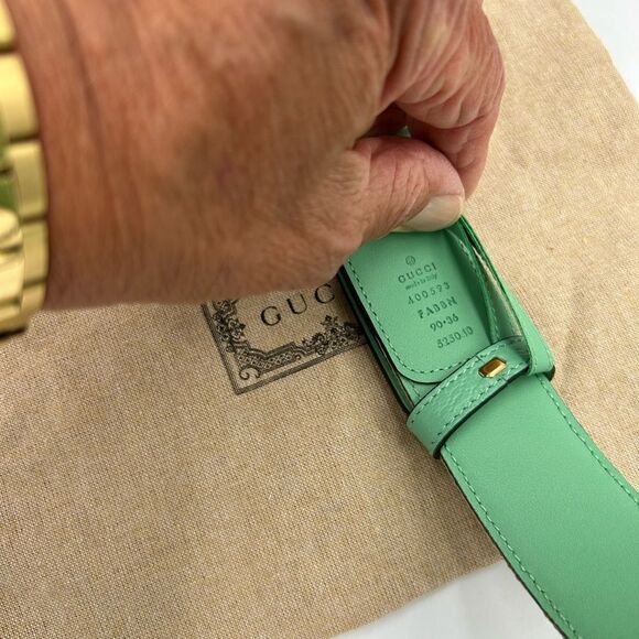 Women’s Gucci,Marmont , jumbo GG leather/canvas belt size 90 cm made in Italy - Picture 9 of 11
